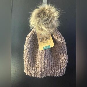 Cozy Cabin Beanie Hat Womens Northeast Outfitters Pink Pom Pom Comfy New NWT